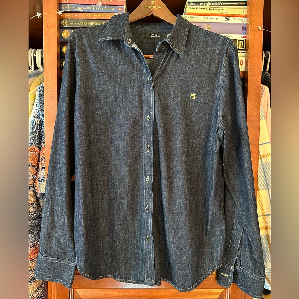 Women’s Lauren Ralph Lauren Denim Button-Up Shirt.